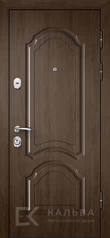 Фото «Входная дверь орех тёмный арка внутри светлый дуб квадраты №44»