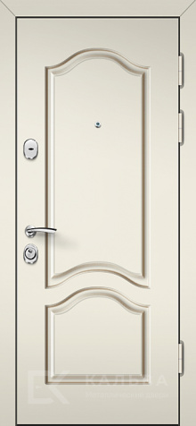 Фото «Железная входная дверь кремовая с лабиринтной фрезеровкой для квартиры №17»