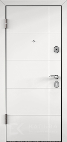 Фото №2 «Входная дверь белая МДФ панели классика и геометрия №564»