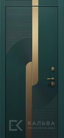 Фото №2 «Металлическая дверь чёрный муар зелёная МДФ с золотой вставкой №28»