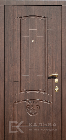 Фото №2 «Железная дверь венге геометрия внутри орех арка с резьбой №43»